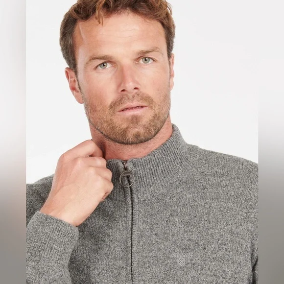 Barbour Mens Tisbury Half Quarter Zip Sweater XXL Grey Heather Wool Silk Classic
